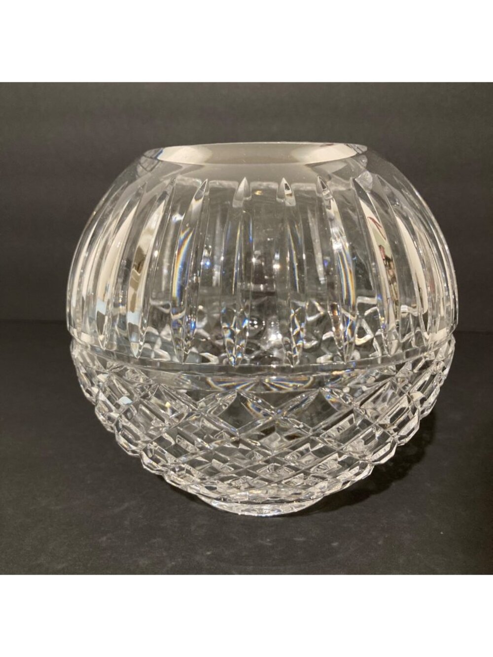Vintage Waterford Crystal Maeve Rose Bowl Globe Vase Heavy Lead Crystal
